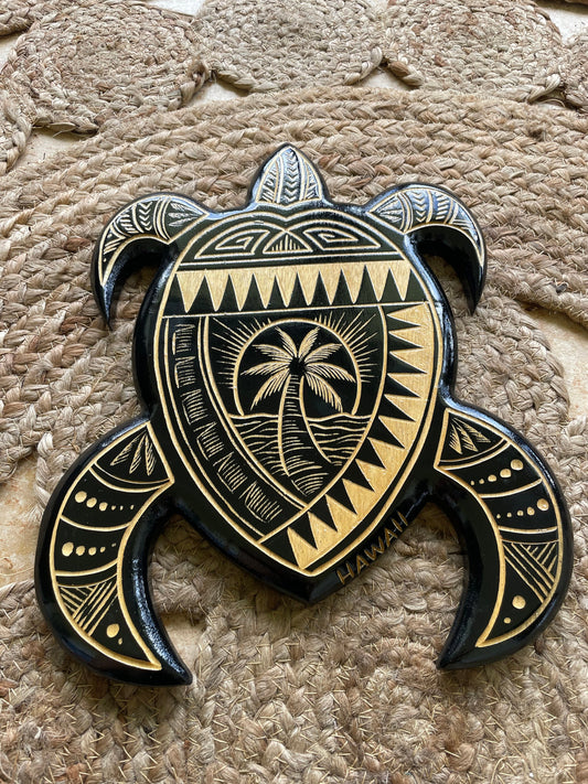 Hand Carved Sea Turtle Plaque – Polynesian Hawaiian Decor