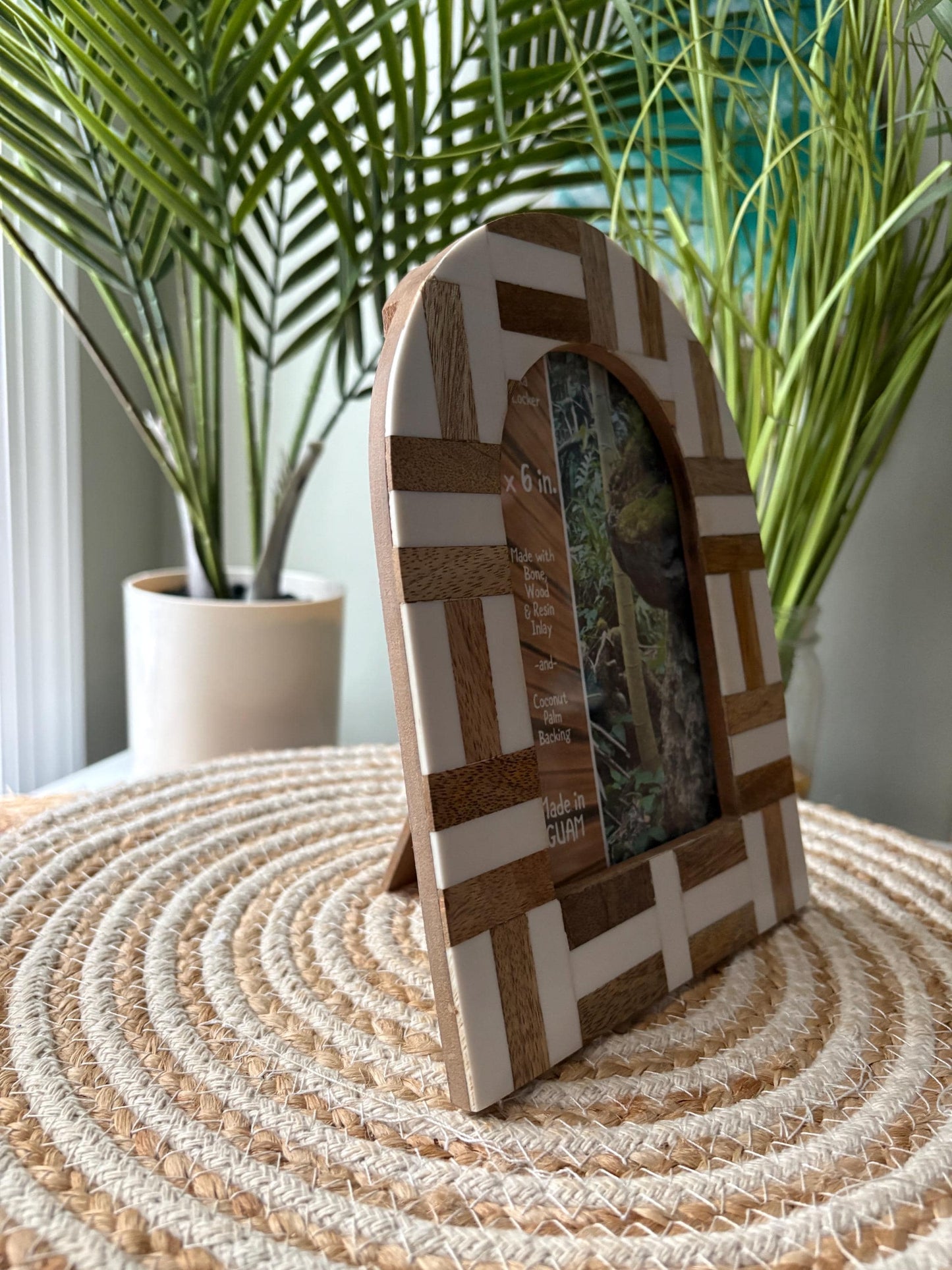 Polynesian Bone & Wood Inlay 4x6 Picture Frame