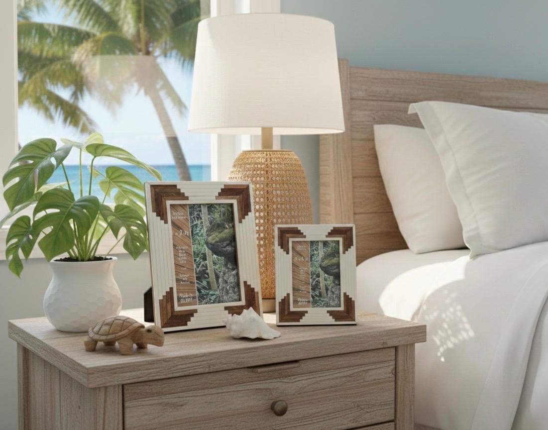 Polynesian Bone & Wood Inlay Picture Frame - 4x6 and 5x7 Unique Design