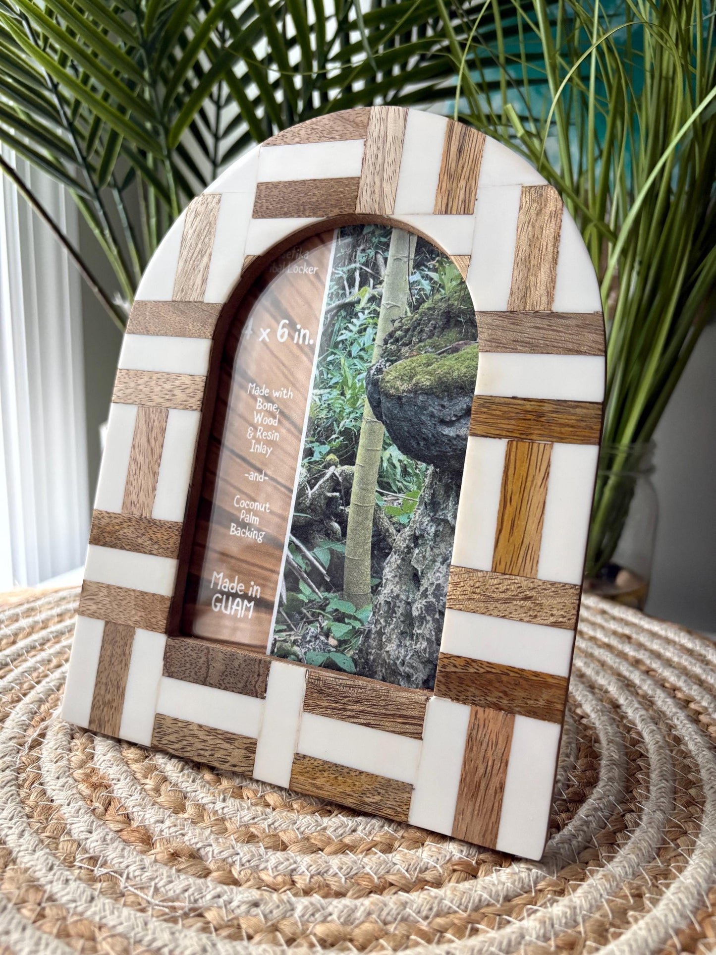 Polynesian Bone & Wood Inlay 4x6 Picture Frame