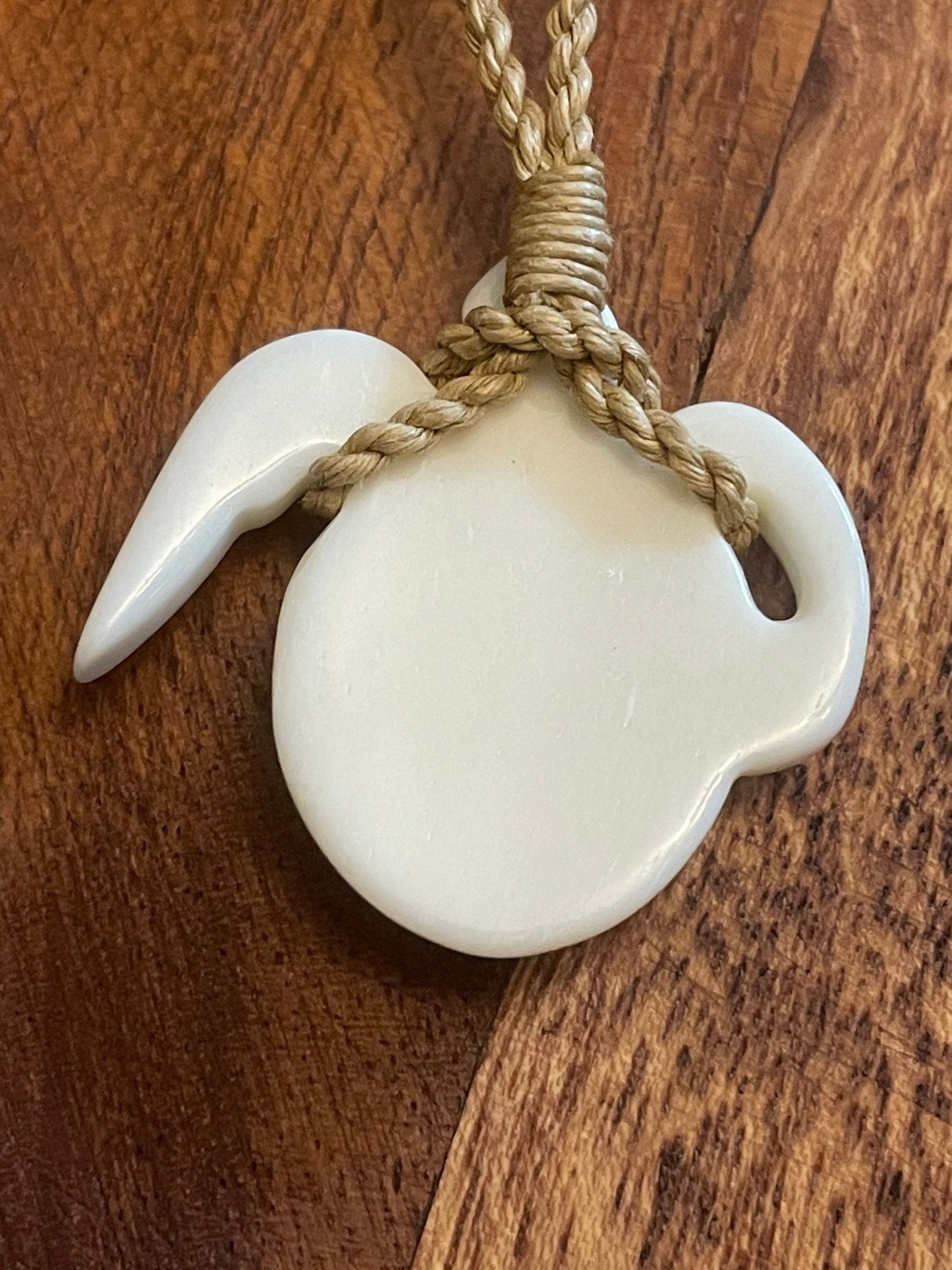 Hand Carved Buffalo Bone Sea Turtle Necklace, Honu Hatching
