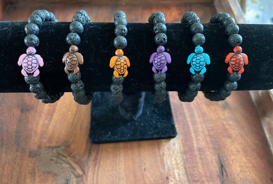 Whimsical Honu or Sea Turtle Authentic Lava Beaded Bracelets